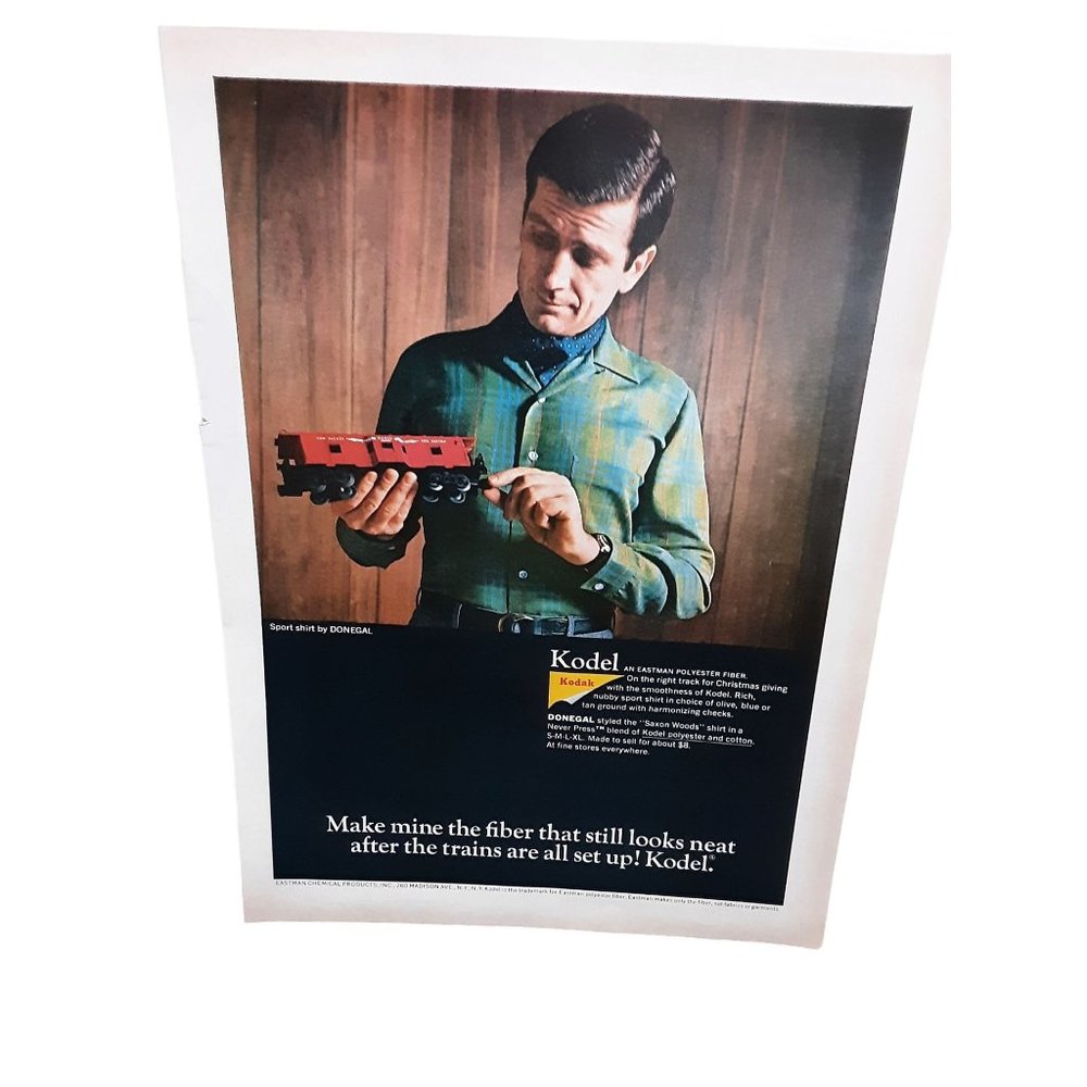 1967 Kodak Kodel Man With Train Donegal vintage Original Print ad